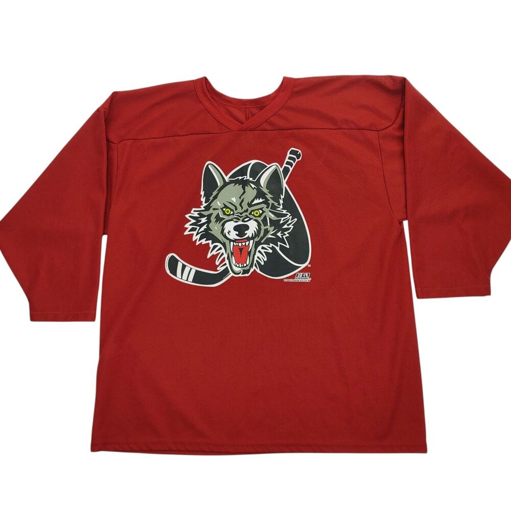 Vintage 1998 CCM Chicago Wolves IHL Hockey Jersey Red Mens Size L